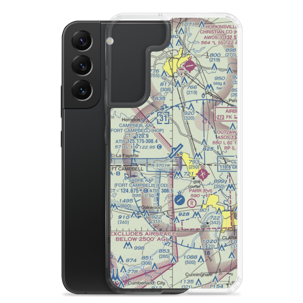 Campbell AAF (Fort Campbell) Air Field (HOP) VFR Sectional Samsung Case Samsung Galaxy S22 Plus model shown