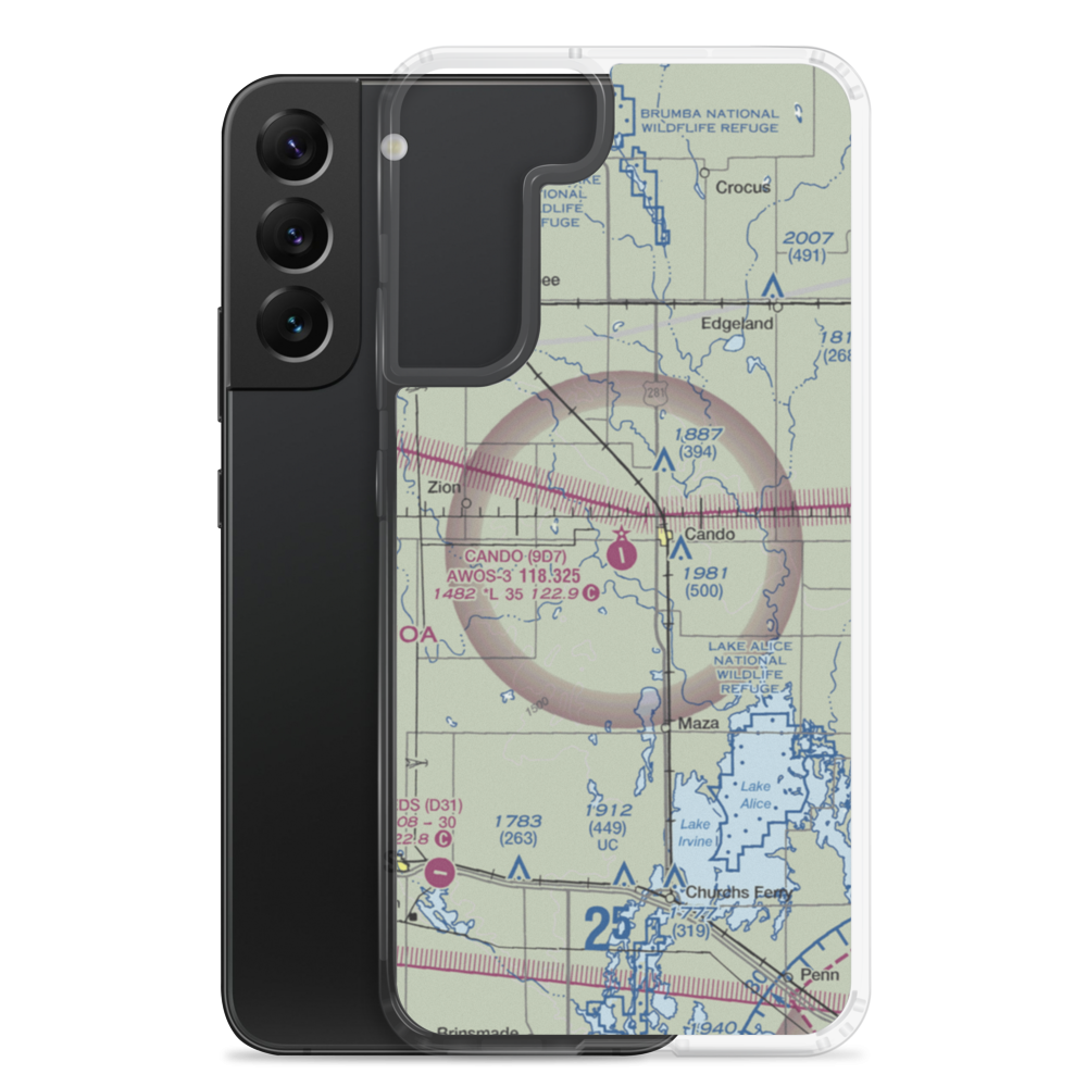 Cando Municipal Airport (9D7) VFR Sectional Samsung Case Samsung Galaxy S22 Plus model shown