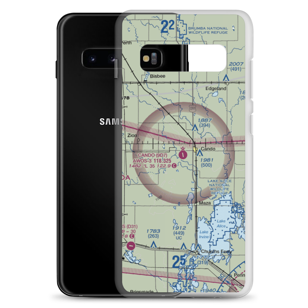 Cando Municipal Airport (9D7) VFR Sectional Samsung Case Samsung Galaxy S10+ model shown