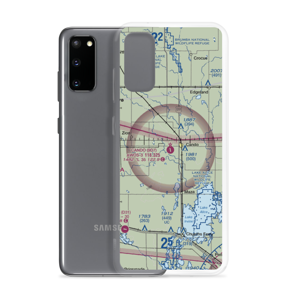 Cando Municipal Airport (9D7) VFR Sectional Samsung Case Samsung Galaxy S20 model shown