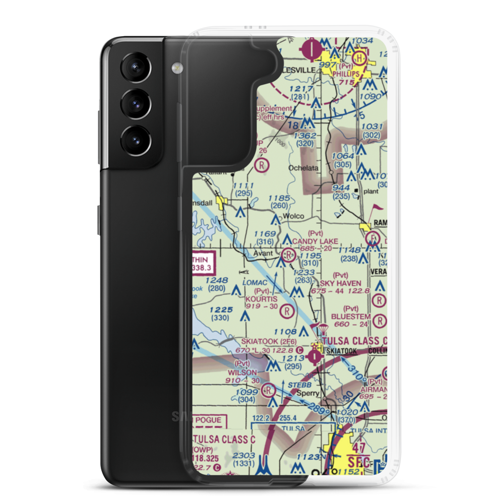Candy Lake Estate Airport (98OK) VFR Sectional Samsung Case Samsung Galaxy S21 Plus model shown