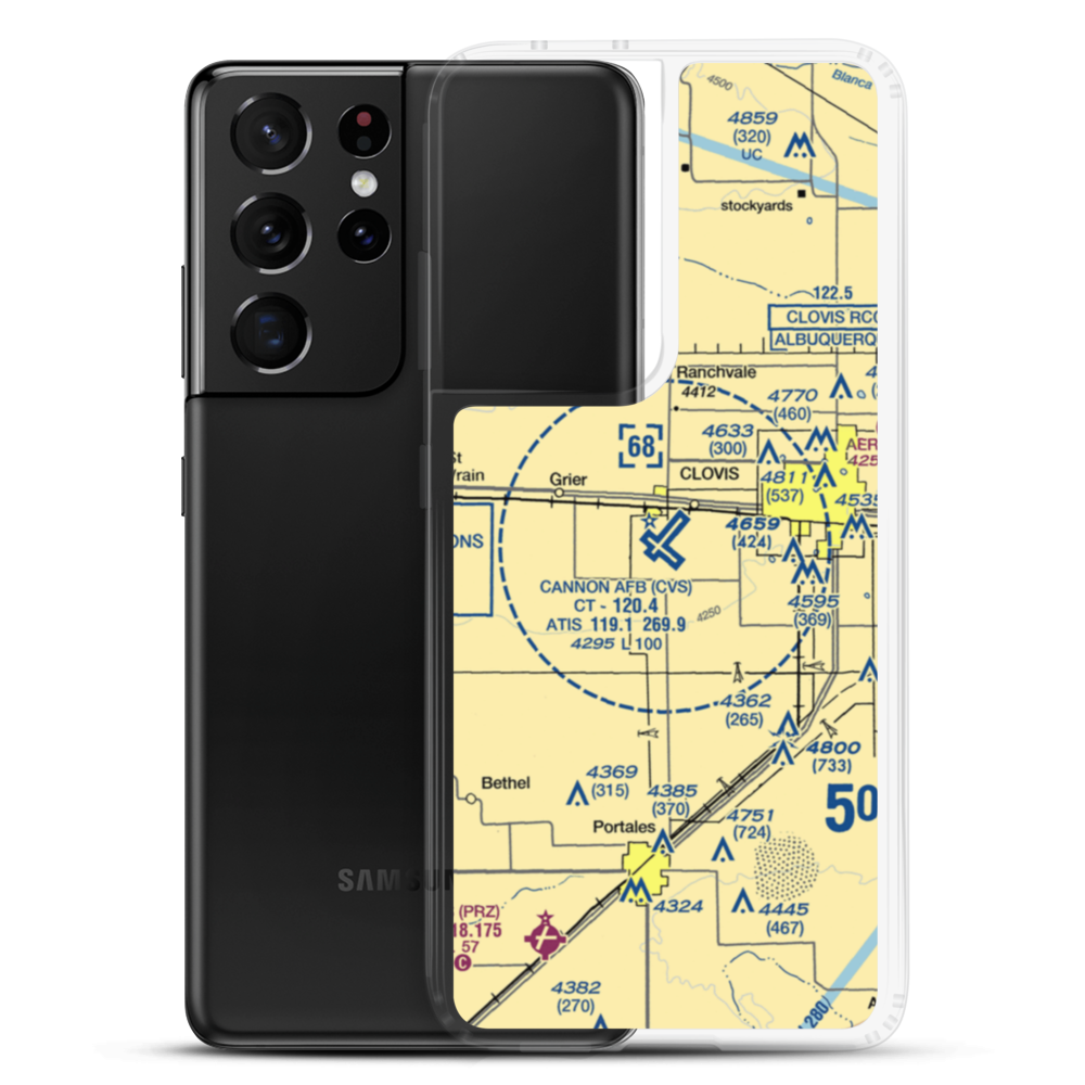 Cannon Air Force Base (CVS) VFR Sectional Samsung Case Samsung Galaxy S21 Ultra model shown