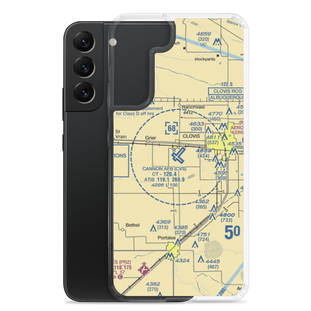 Cannon Air Force Base (CVS) VFR Sectional Samsung Case Samsung Galaxy S22 Plus model shown