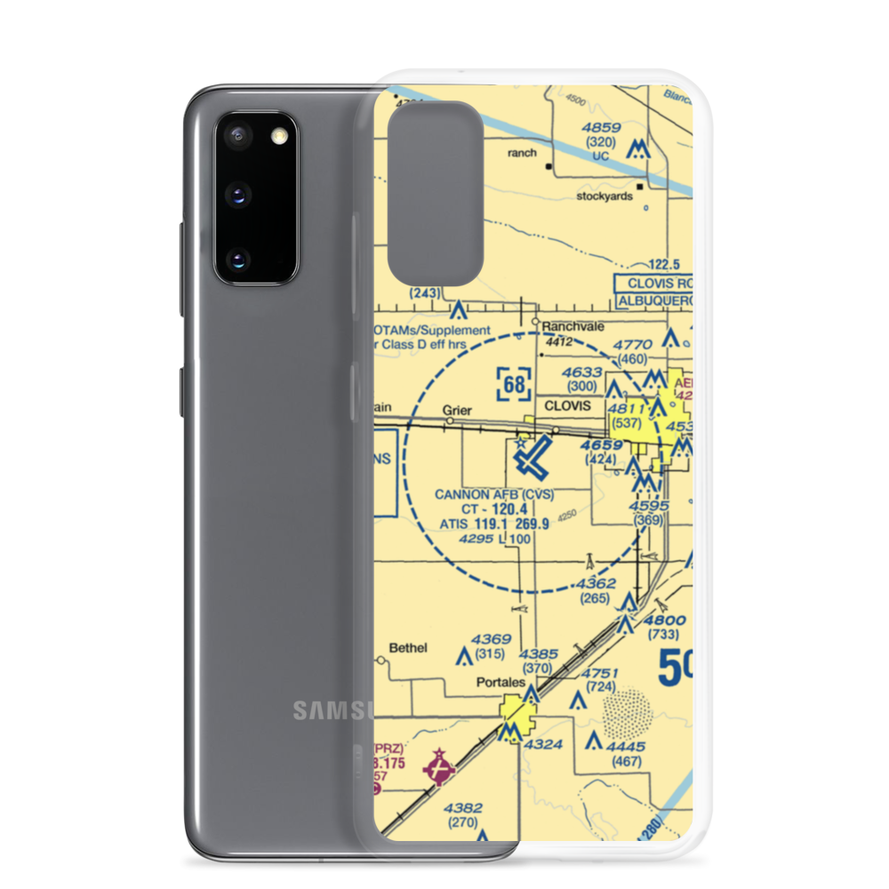 Cannon Air Force Base (CVS) VFR Sectional Samsung Case Samsung Galaxy S20 model shown
