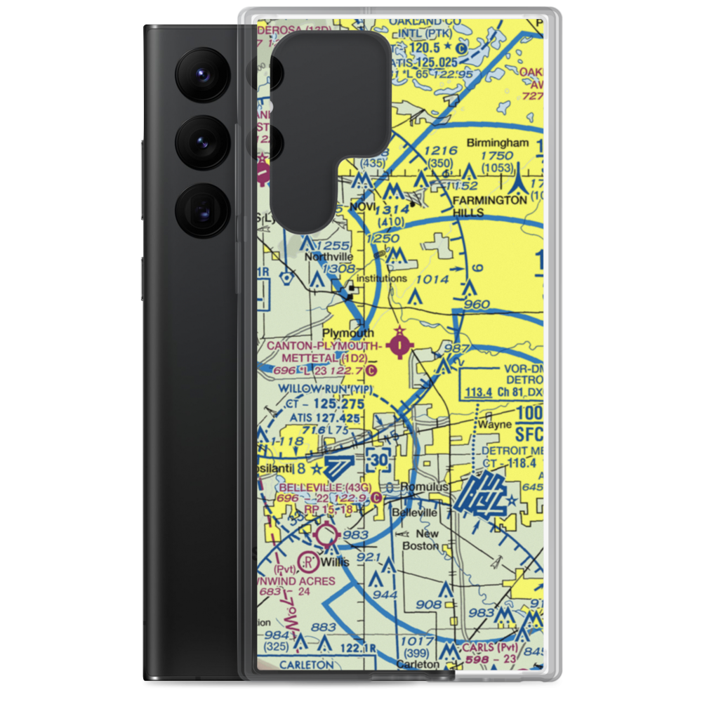 Canton-Plymouth-Mettetal Airport (1D2) VFR Sectional Samsung Case Samsung Galaxy S22 Ultra model shown