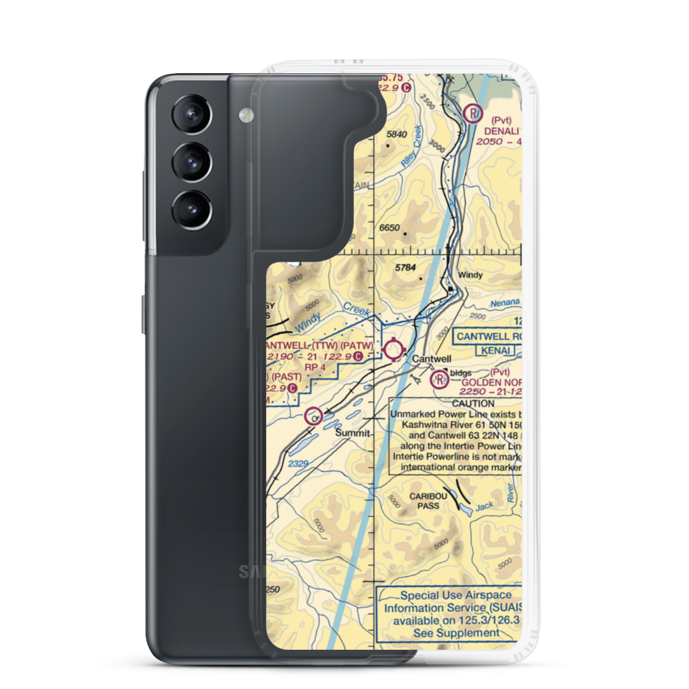 Cantwell Airport (TTW) VFR Sectional Samsung Case Samsung Galaxy S21 model shown