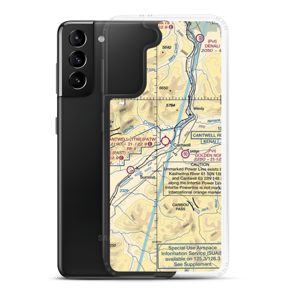 Cantwell Airport (TTW) VFR Sectional Samsung Case Samsung Galaxy S21 Plus model shown