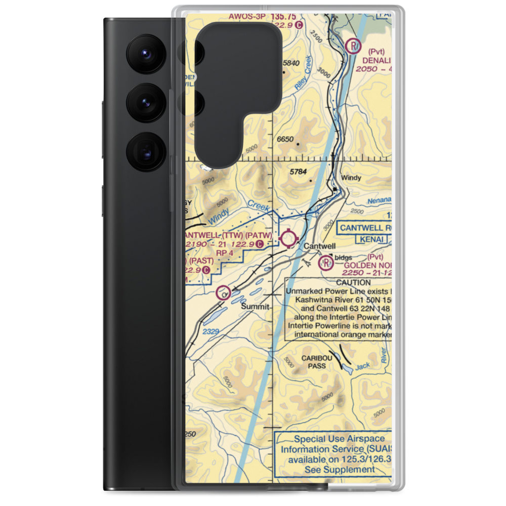 Cantwell Airport (TTW) VFR Sectional Samsung Case Samsung Galaxy S22 Ultra model shown