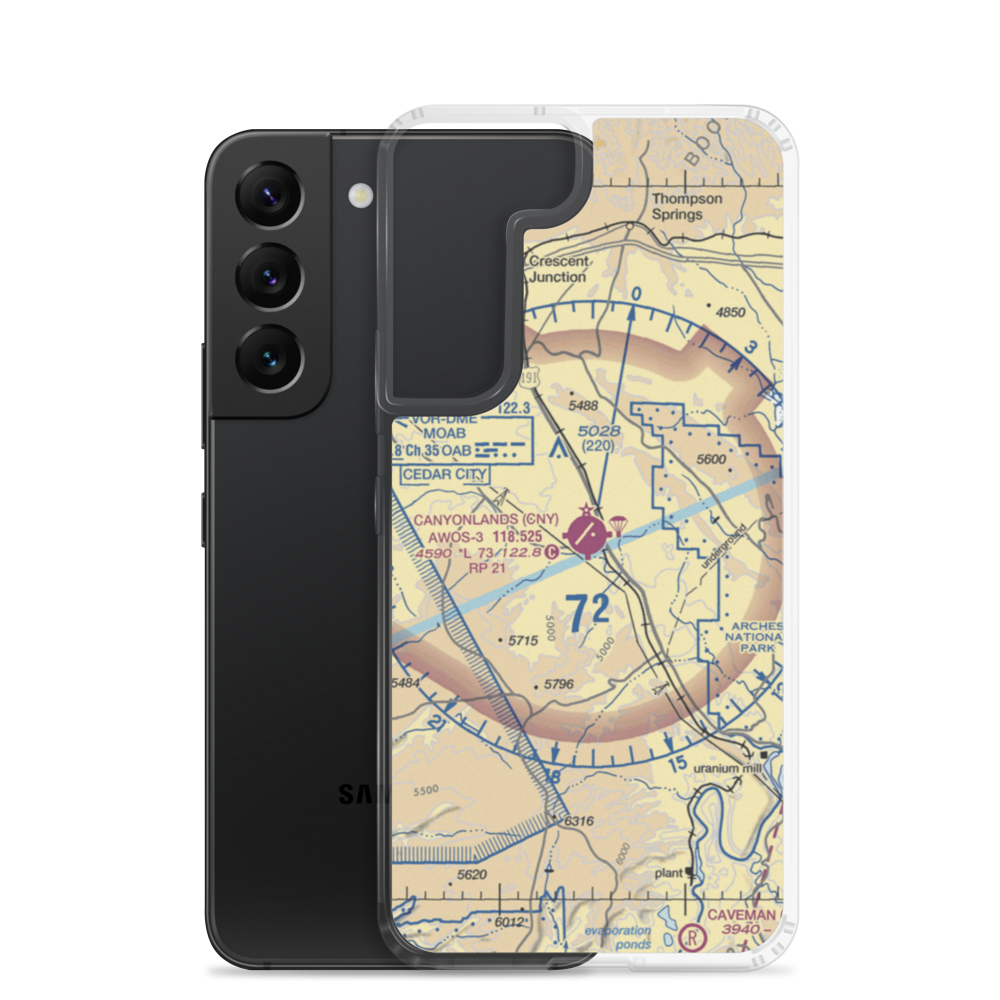 Canyonlands Field (CNY) VFR Sectional Samsung Case Samsung Galaxy S22 model shown