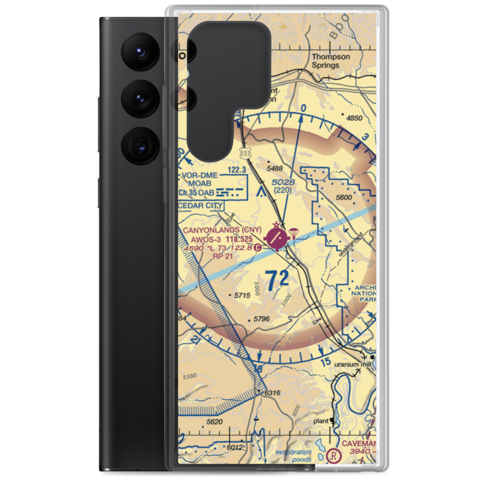 Canyonlands Field (CNY) VFR Sectional Samsung Case Samsung Galaxy S22 Ultra model shown