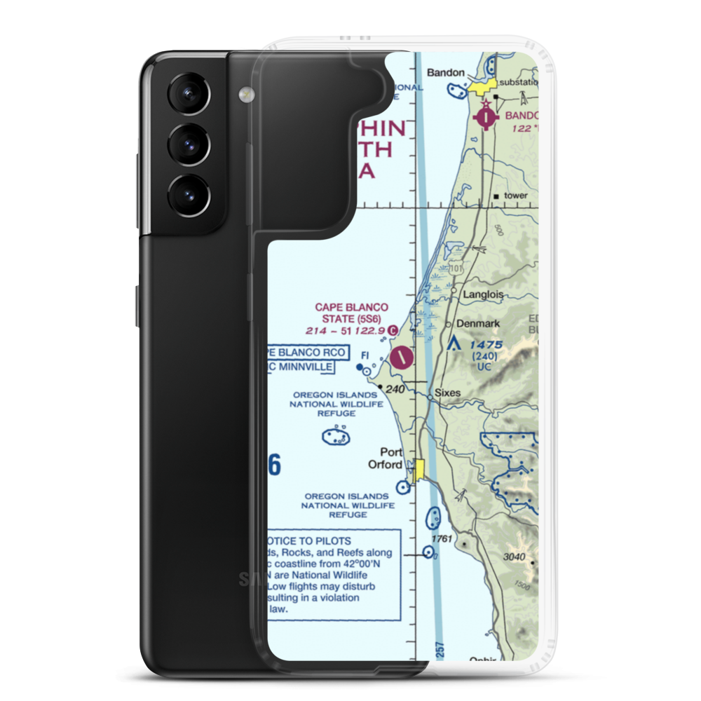 Cape Blanco State Airport (5S6) VFR Sectional Samsung Case Samsung Galaxy S21 Plus model shown