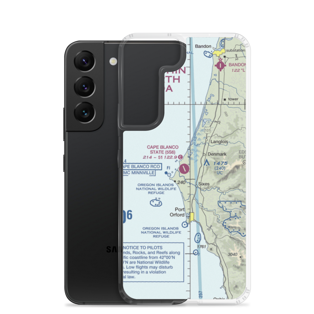 Cape Blanco State Airport (5S6) VFR Sectional Samsung Case Samsung Galaxy S22 model shown