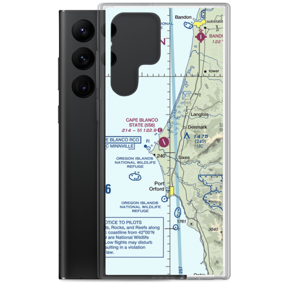Cape Blanco State Airport (5S6) VFR Sectional Samsung Case Samsung Galaxy S22 Ultra model shown