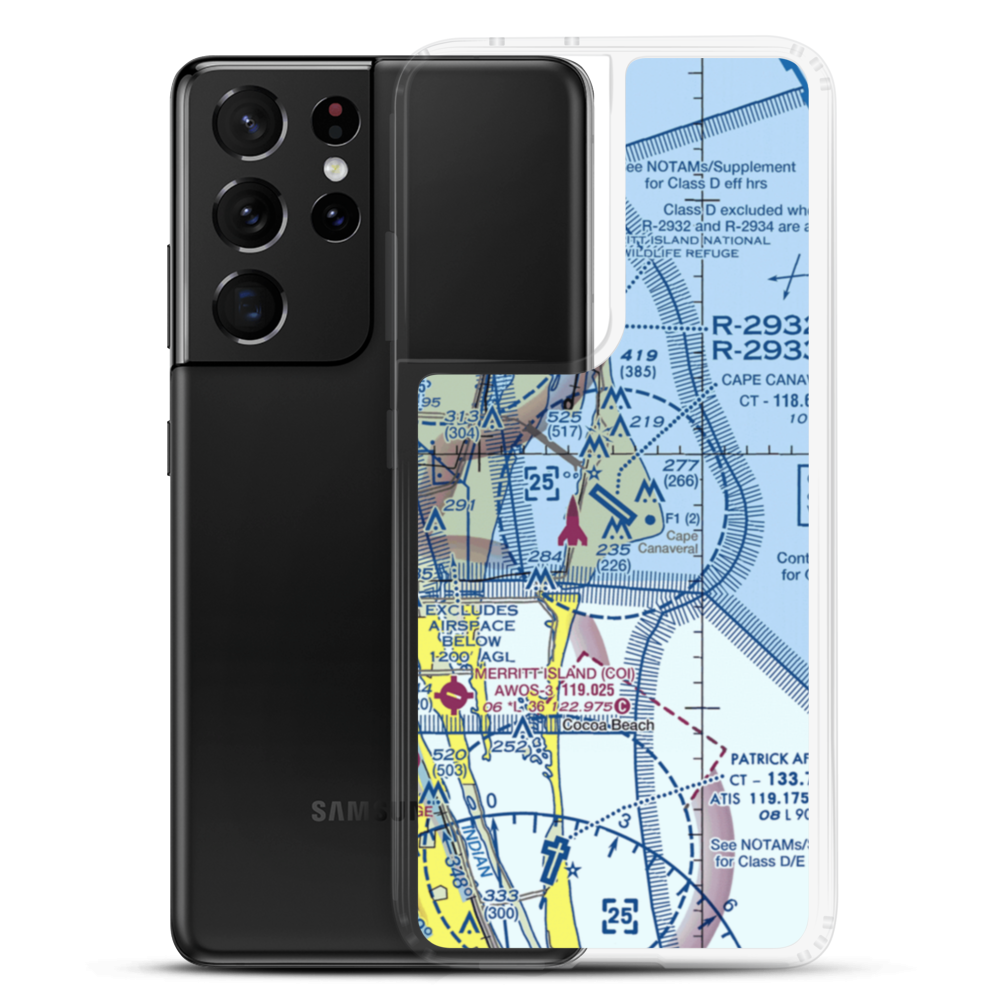Cape Canaveral AFS Skid Strip (XMR) VFR Sectional Samsung Case Samsung Galaxy S21 Ultra model shown