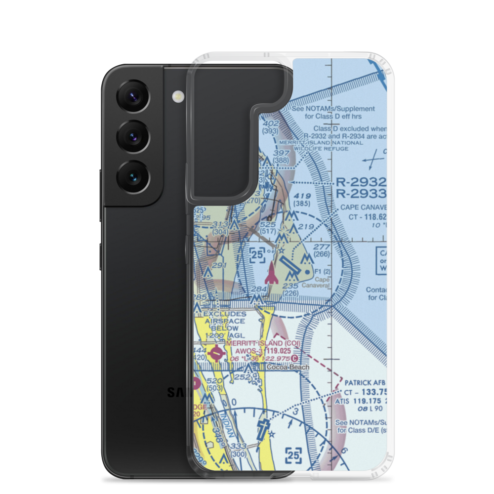 Cape Canaveral AFS Skid Strip (XMR) VFR Sectional Samsung Case Samsung Galaxy S22 model shown
