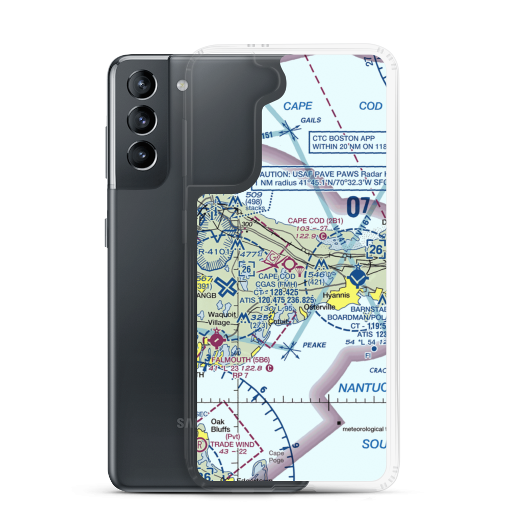 Cape Cod Airport (2B1) VFR Sectional Samsung Case Samsung Galaxy S21 model shown