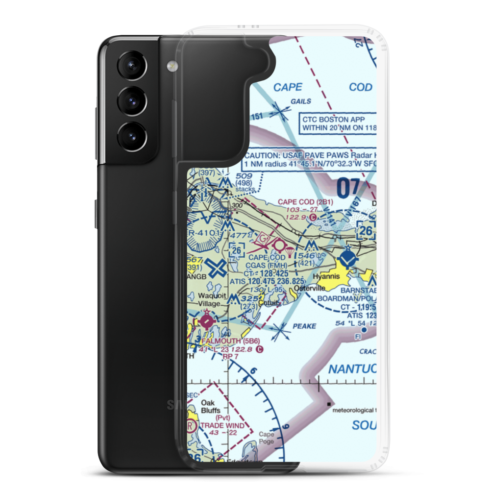 Cape Cod Airport (2B1) VFR Sectional Samsung Case Samsung Galaxy S21 Plus model shown