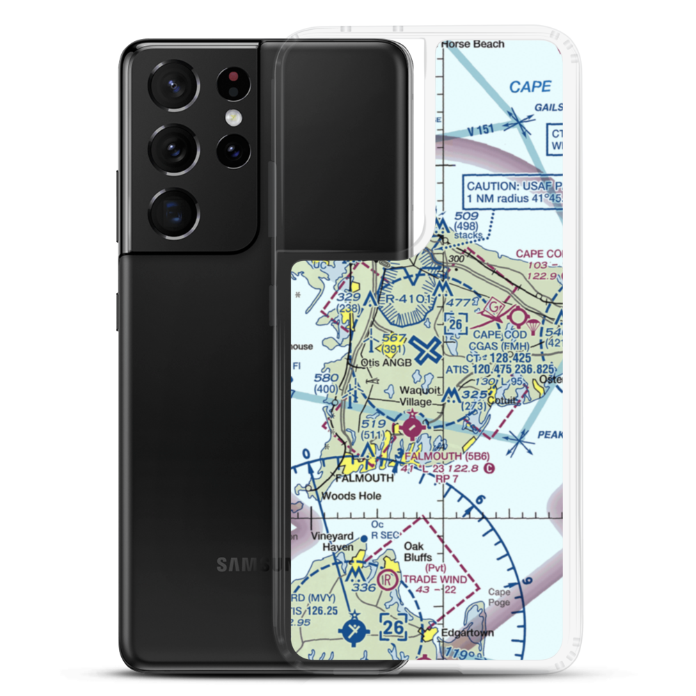 Cape Cod Coast Guard Air Station (FMH) VFR Sectional Samsung Case Samsung Galaxy S21 Ultra model shown