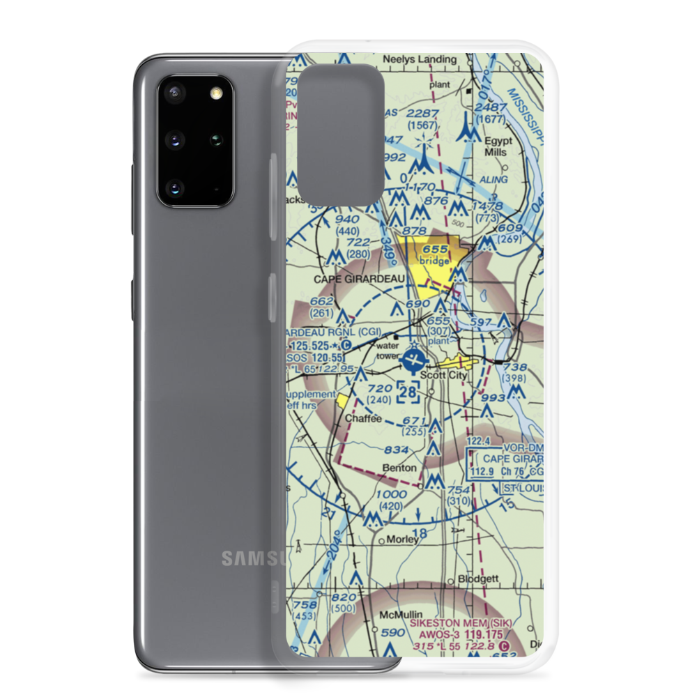 Cape Girardeau Regional Airport (CGI) VFR Sectional Samsung Case Samsung Galaxy S20 Plus model shown