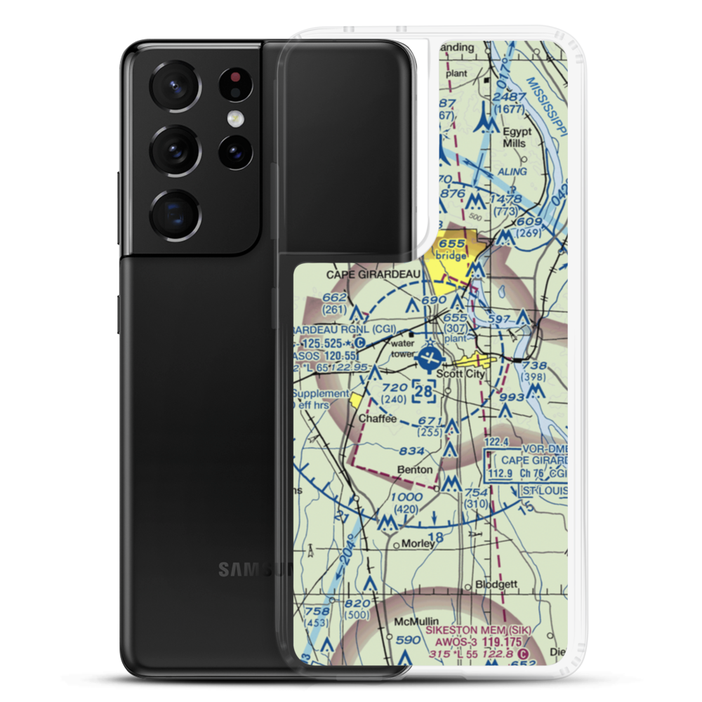 Cape Girardeau Regional Airport (CGI) VFR Sectional Samsung Case Samsung Galaxy S21 Ultra model shown
