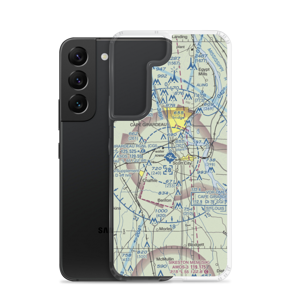Cape Girardeau Regional Airport (CGI) VFR Sectional Samsung Case Samsung Galaxy S22 model shown