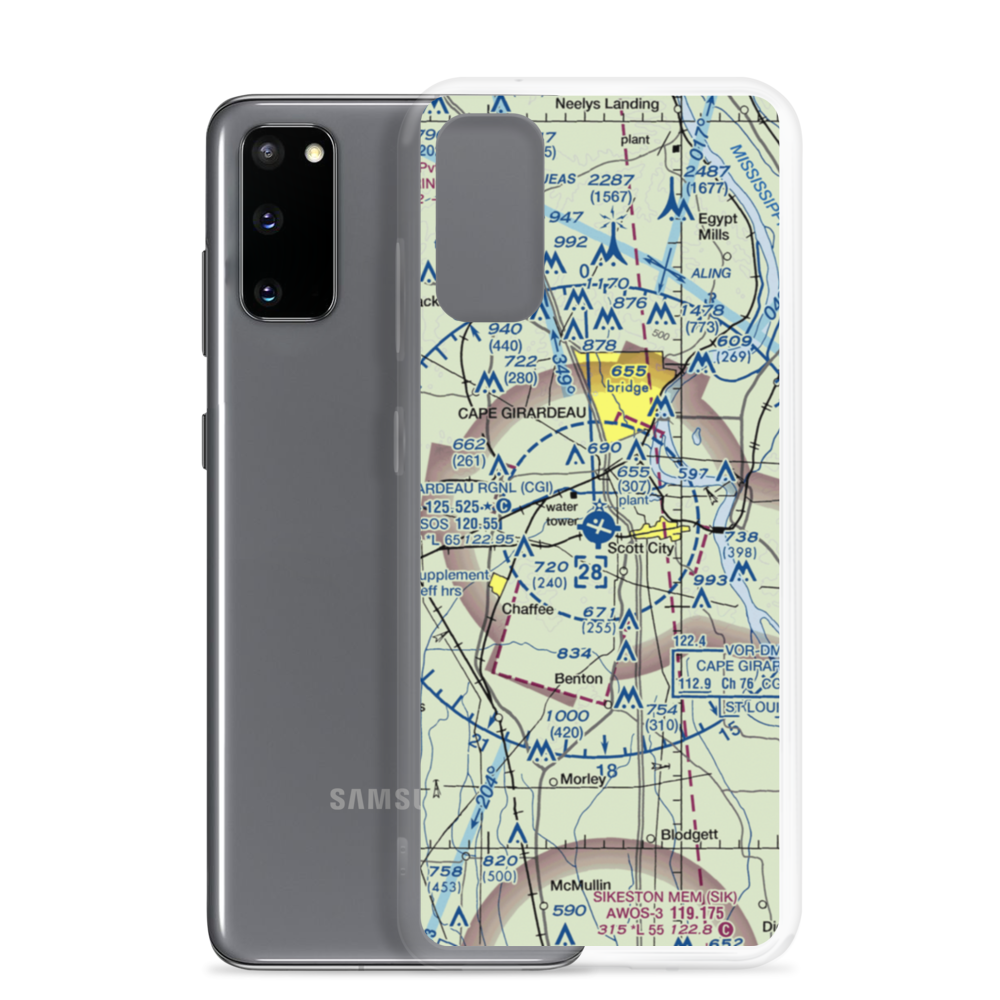 Cape Girardeau Regional Airport (CGI) VFR Sectional Samsung Case Samsung Galaxy S20 model shown