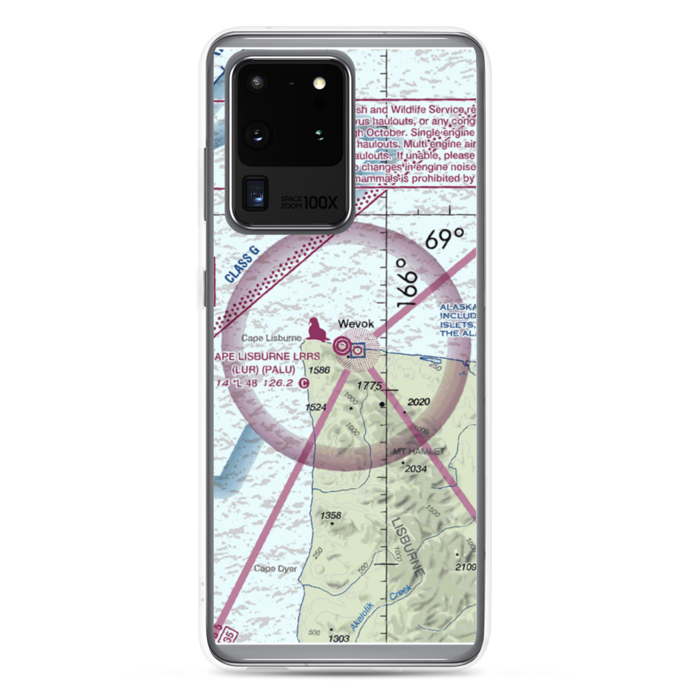 Cape Lisburne LRRS Airport (LUR) VFR Sectional Samsung Case Samsung Galaxy S20 Ultra model shown