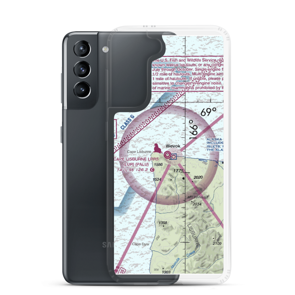 Cape Lisburne LRRS Airport (LUR) VFR Sectional Samsung Case Samsung Galaxy S21 model shown