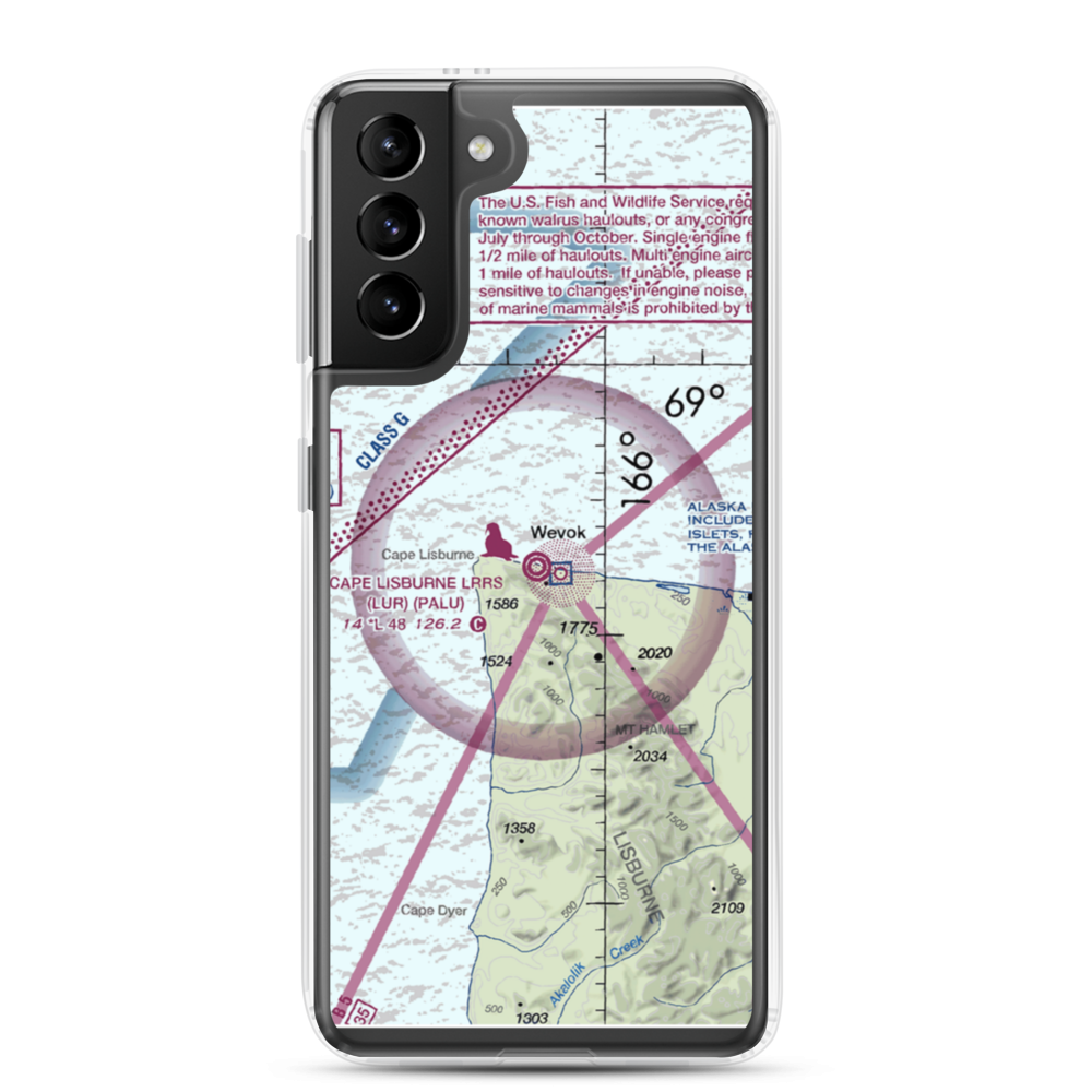 Cape Lisburne LRRS Airport (LUR) VFR Sectional Samsung Case Samsung Galaxy S21 Plus model shown