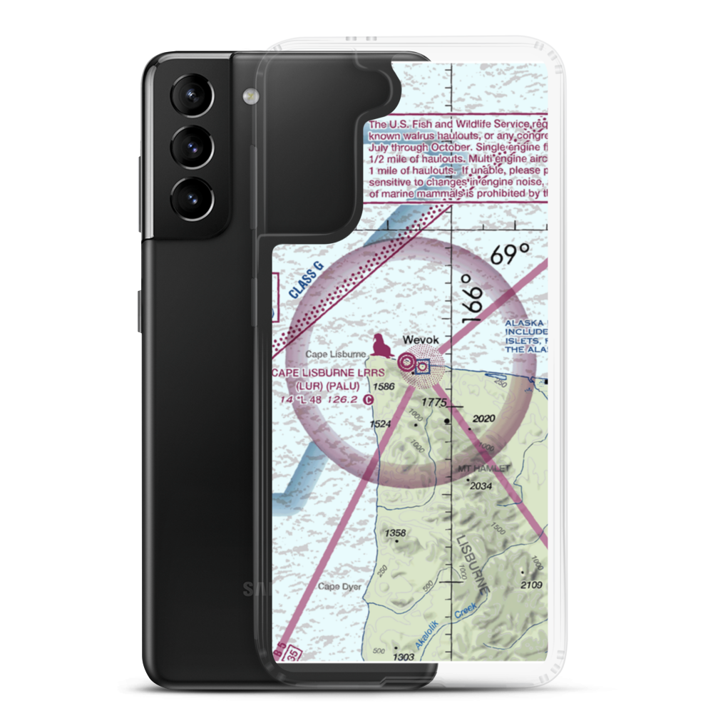 Cape Lisburne LRRS Airport (LUR) VFR Sectional Samsung Case Samsung Galaxy S21 Plus model shown