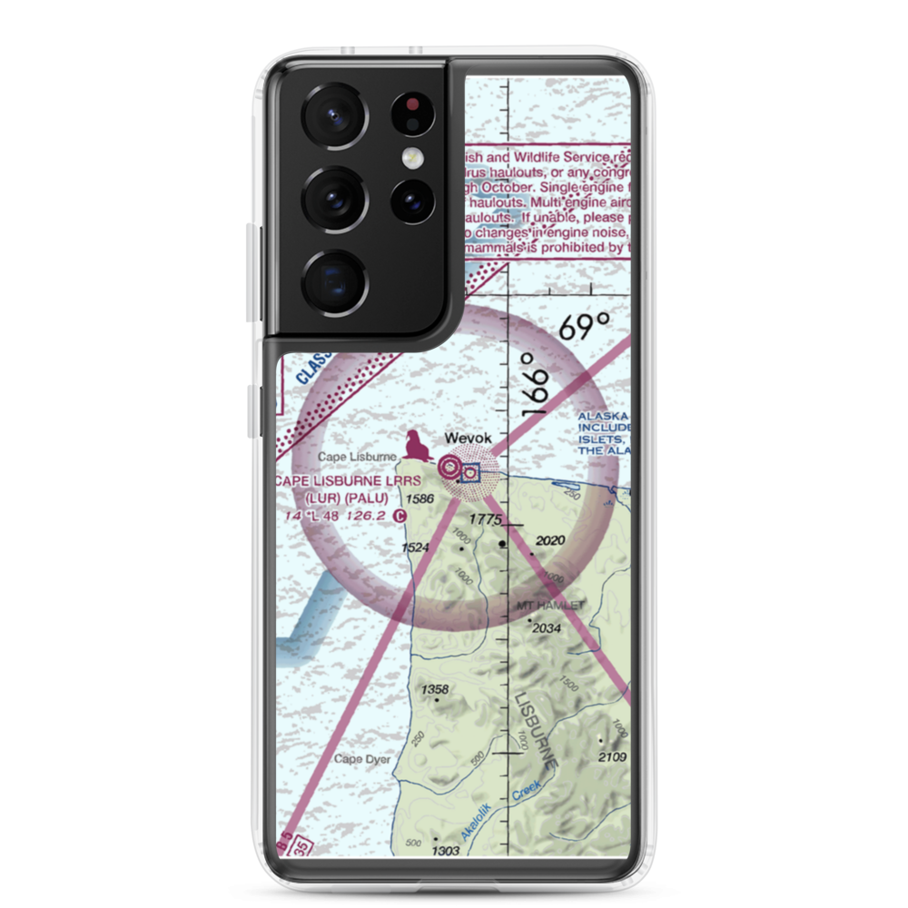 Cape Lisburne LRRS Airport (LUR) VFR Sectional Samsung Case Samsung Galaxy S21 Ultra model shown