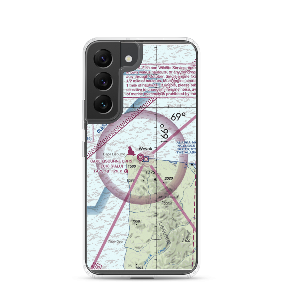 Cape Lisburne LRRS Airport (LUR) VFR Sectional Samsung Case Samsung Galaxy S22 model shown