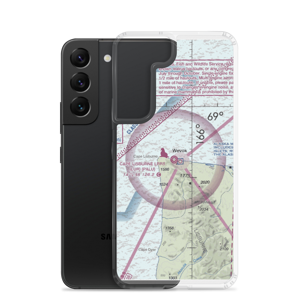 Cape Lisburne LRRS Airport (LUR) VFR Sectional Samsung Case Samsung Galaxy S22 model shown