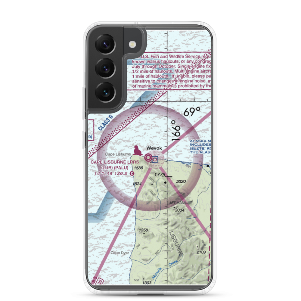 Cape Lisburne LRRS Airport (LUR) VFR Sectional Samsung Case Samsung Galaxy S22 Plus model shown
