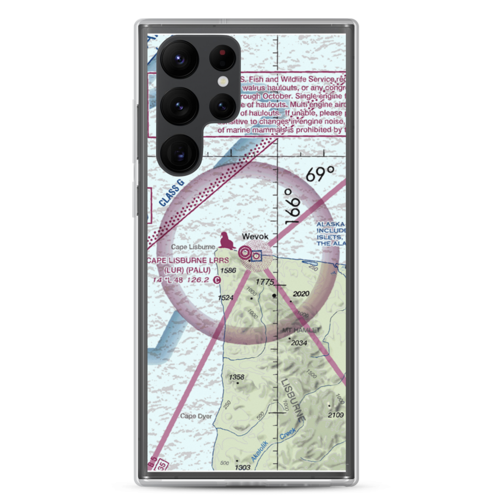 Cape Lisburne LRRS Airport (LUR) VFR Sectional Samsung Case Samsung Galaxy S22 Ultra model shown