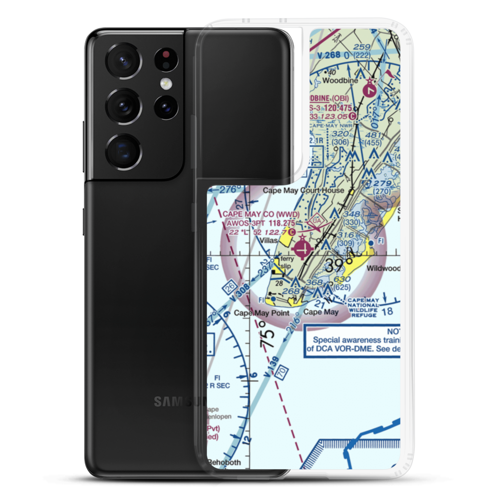 Cape May County Airport (WWD) VFR Sectional Samsung Case Samsung Galaxy S21 Ultra model shown