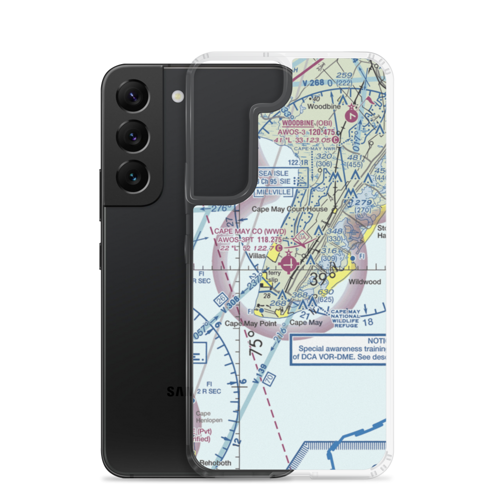 Cape May County Airport (WWD) VFR Sectional Samsung Case Samsung Galaxy S22 model shown