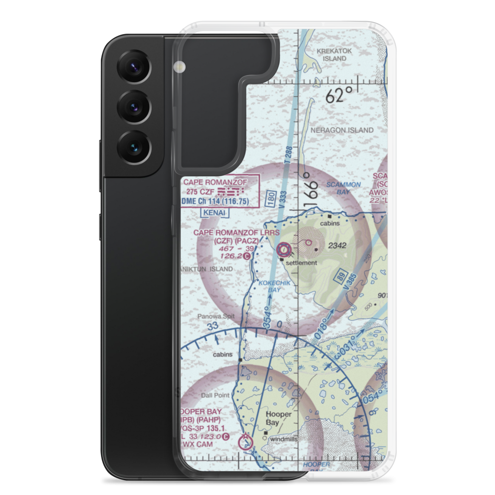 Cape Romanzof LRRS Airport (CZF) VFR Sectional Samsung Case Samsung Galaxy S22 Plus model shown