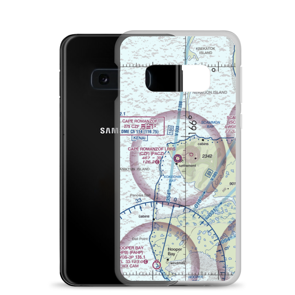 Cape Romanzof LRRS Airport (CZF) VFR Sectional Samsung Case Samsung Galaxy S10e model shown