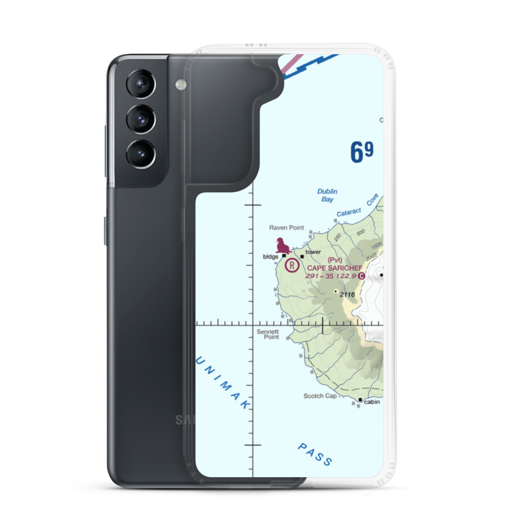 Cape Sarichef Airport (26AK) VFR Sectional Samsung Case Samsung Galaxy S21 model shown