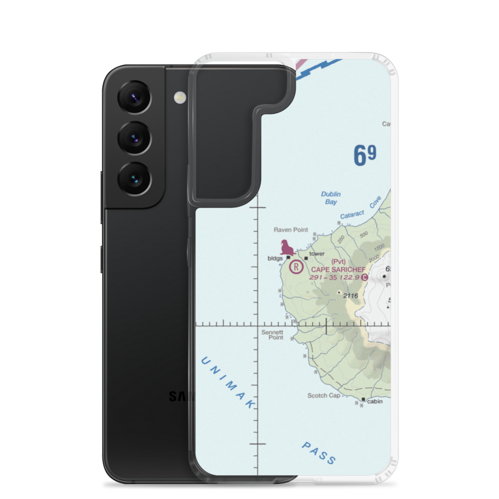 Cape Sarichef Airport (26AK) VFR Sectional Samsung Case Samsung Galaxy S22 model shown