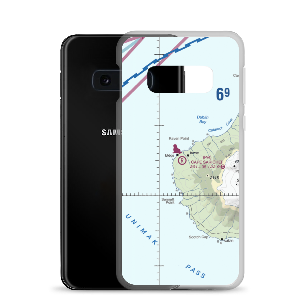 Cape Sarichef Airport (26AK) VFR Sectional Samsung Case Samsung Galaxy S10e model shown