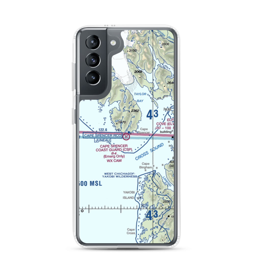 Cape Spencer C.G. Heliport (CSP) VFR Sectional Samsung Case Samsung Galaxy S21 model shown