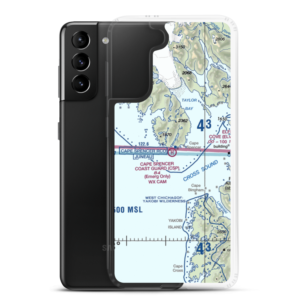 Cape Spencer C.G. Heliport (CSP) VFR Sectional Samsung Case Samsung Galaxy S21 Plus model shown