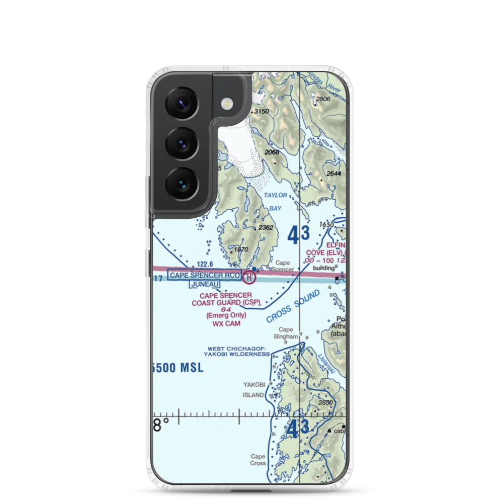 Cape Spencer C.G. Heliport (CSP) VFR Sectional Samsung Case Samsung Galaxy S22 model shown