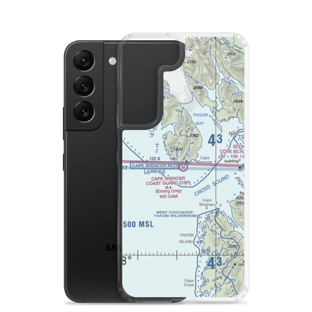 Cape Spencer C.G. Heliport (CSP) VFR Sectional Samsung Case Samsung Galaxy S22 model shown