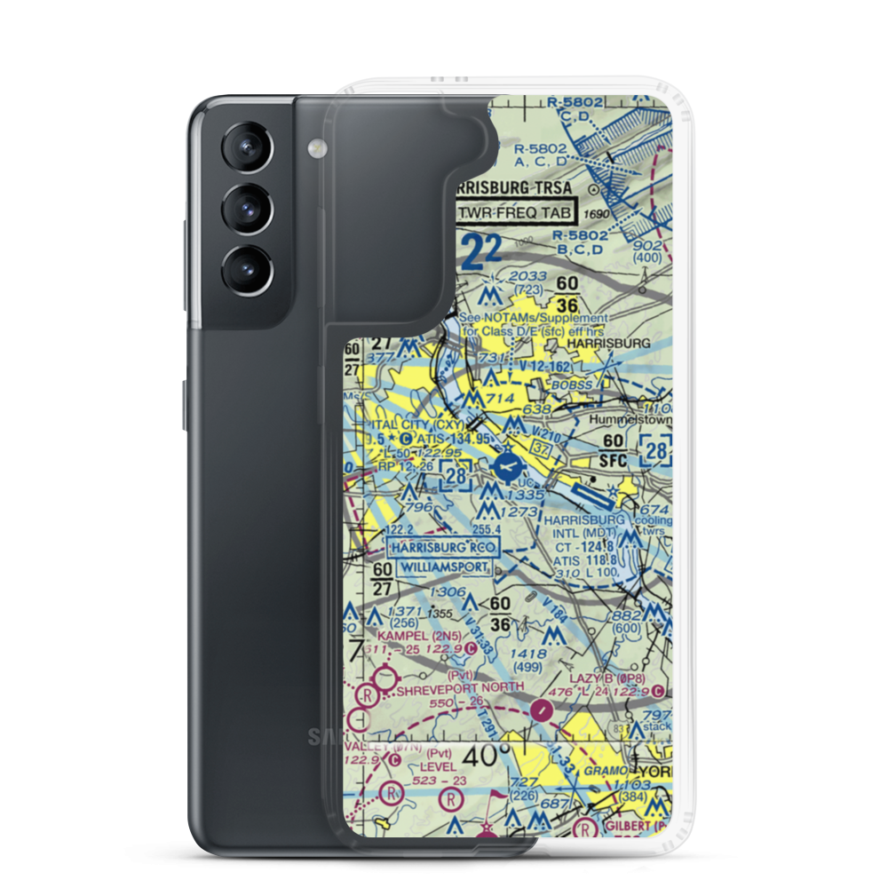 Capital City Airport (CXY) VFR Sectional Samsung Case Samsung Galaxy S21 model shown