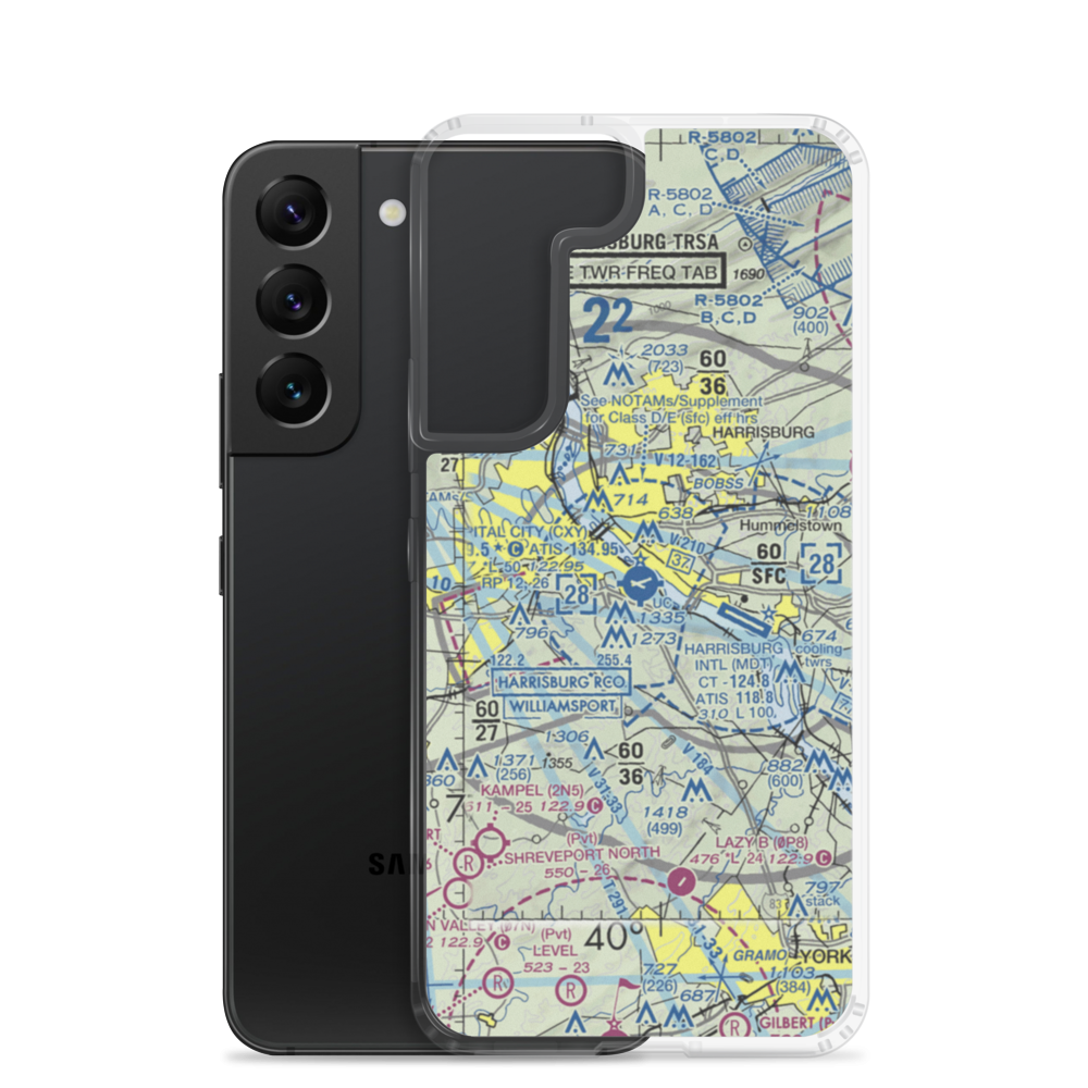 Capital City Airport (CXY) VFR Sectional Samsung Case Samsung Galaxy S22 model shown