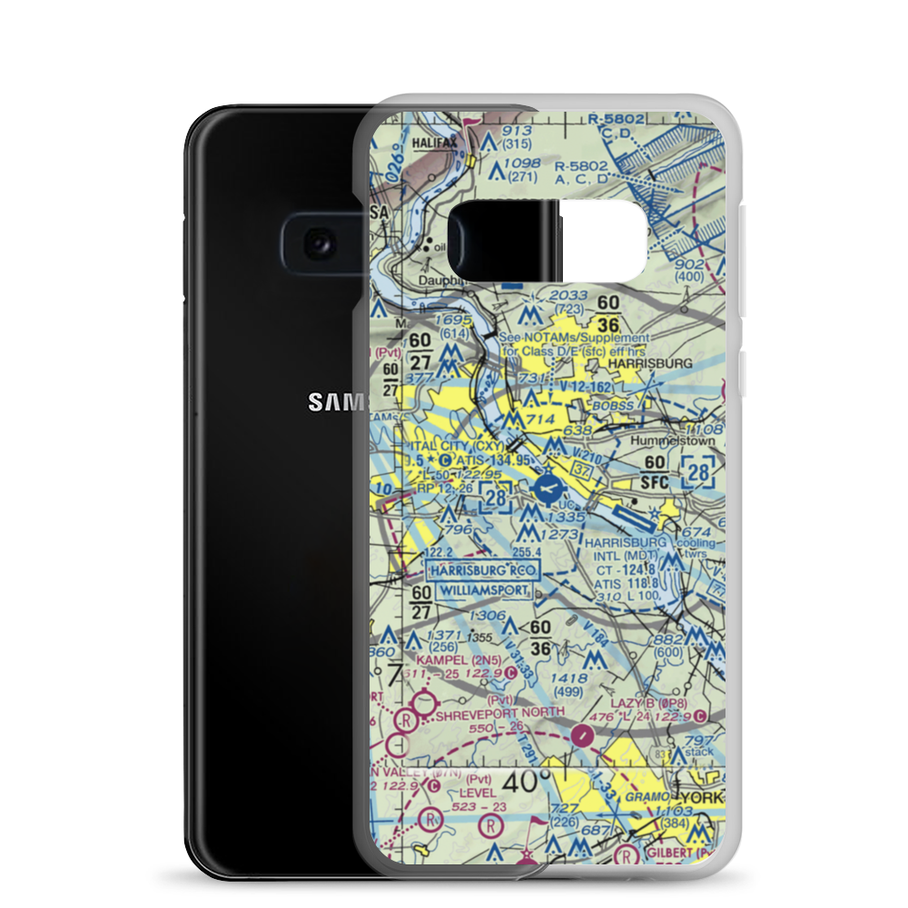 Capital City Airport (CXY) VFR Sectional Samsung Case Samsung Galaxy S10e model shown