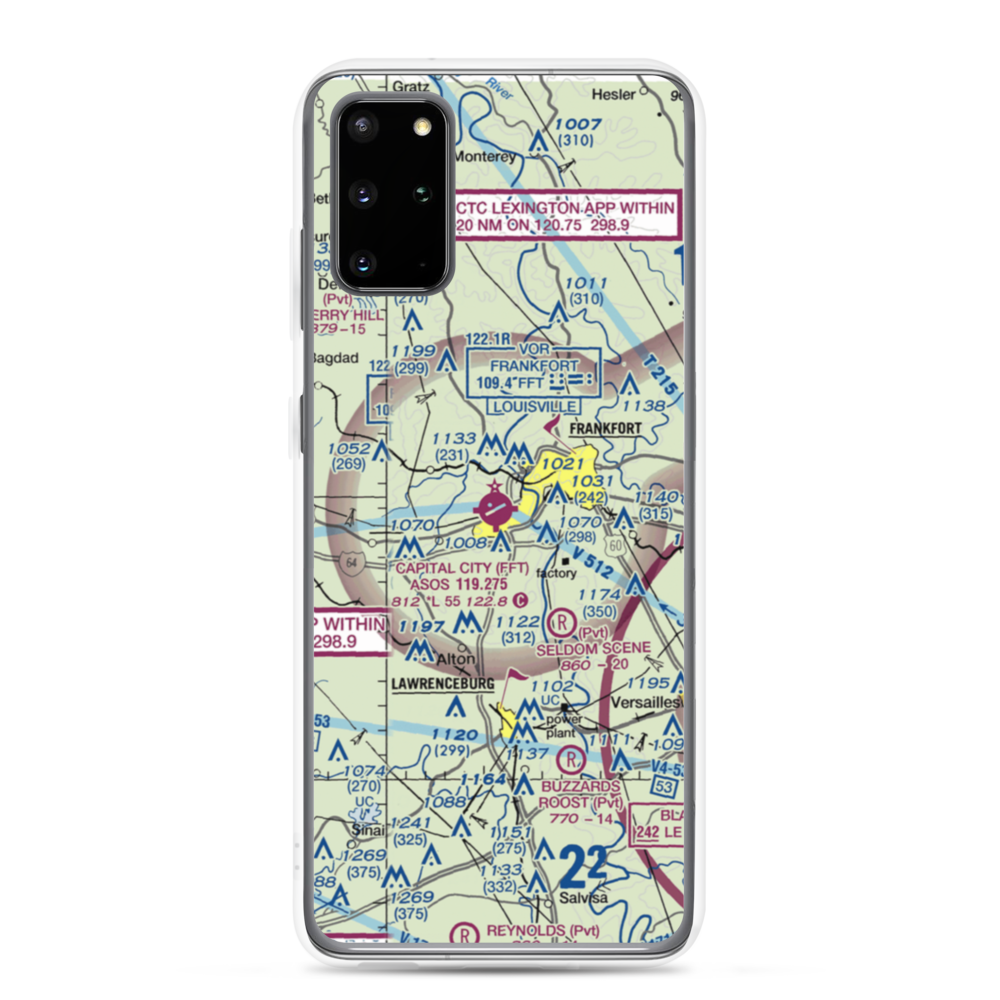 Capital City Airport (FFT) VFR Sectional Samsung Case Samsung Galaxy S20 Plus model shown